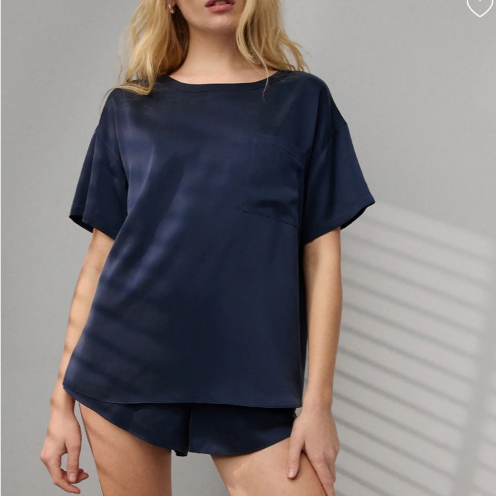 Lunya Washable Silk Tee Short Set